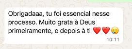 Captura de mensagem de agradecimento pelo apoio recebido.